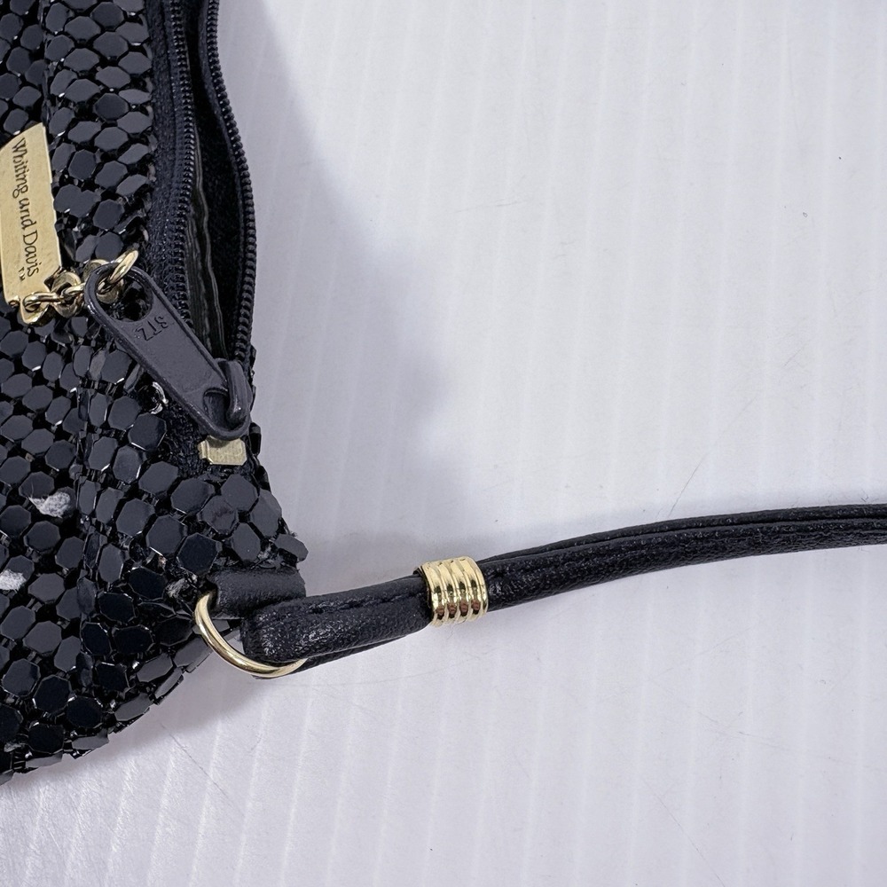 Vintage Whiting Davis Purse Black metal Mesh Flapper Bag - Picture 10 of 10